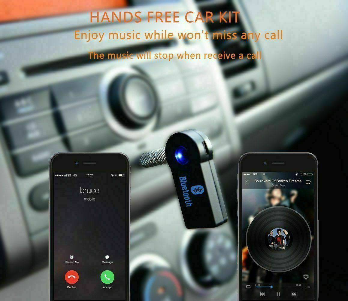 Buy 3.5mm Jack Handsfree Auto Bluetooth Car Kit Music Adapter Aux