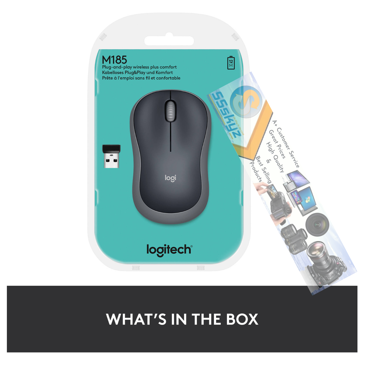 Logitech M185 Wireless USB Optical Mouse - Swift Gray ( 910-002255 )