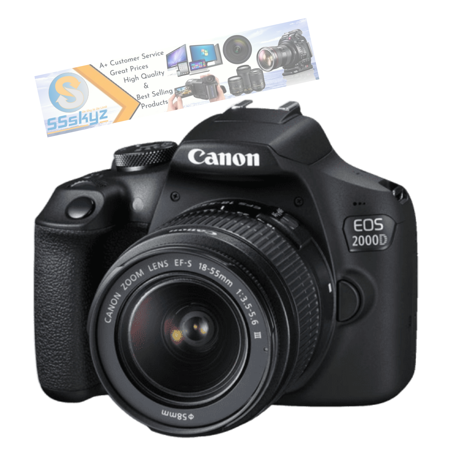 Canon EOS 2000D / Rebel T7 DSLR Camera w/ 18-55mm DC III Lens 