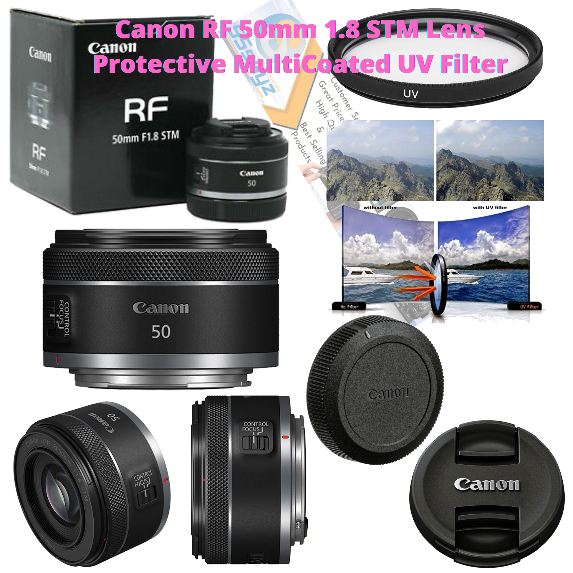  Canon RF50mm F1.8 STM Lens, Compatible with EOS R System  Mirrorless Cameras, Fixed Focal Length Lens, Compact & Lightweight, Perfect  for Everyday Shooting : Electronics